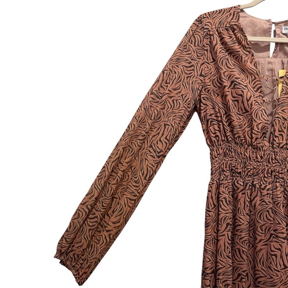 NWT Anthropologie Charlie Holiday Whitney Maxi Dress Cotton Animal Print Brown M - Picture 6 of 16